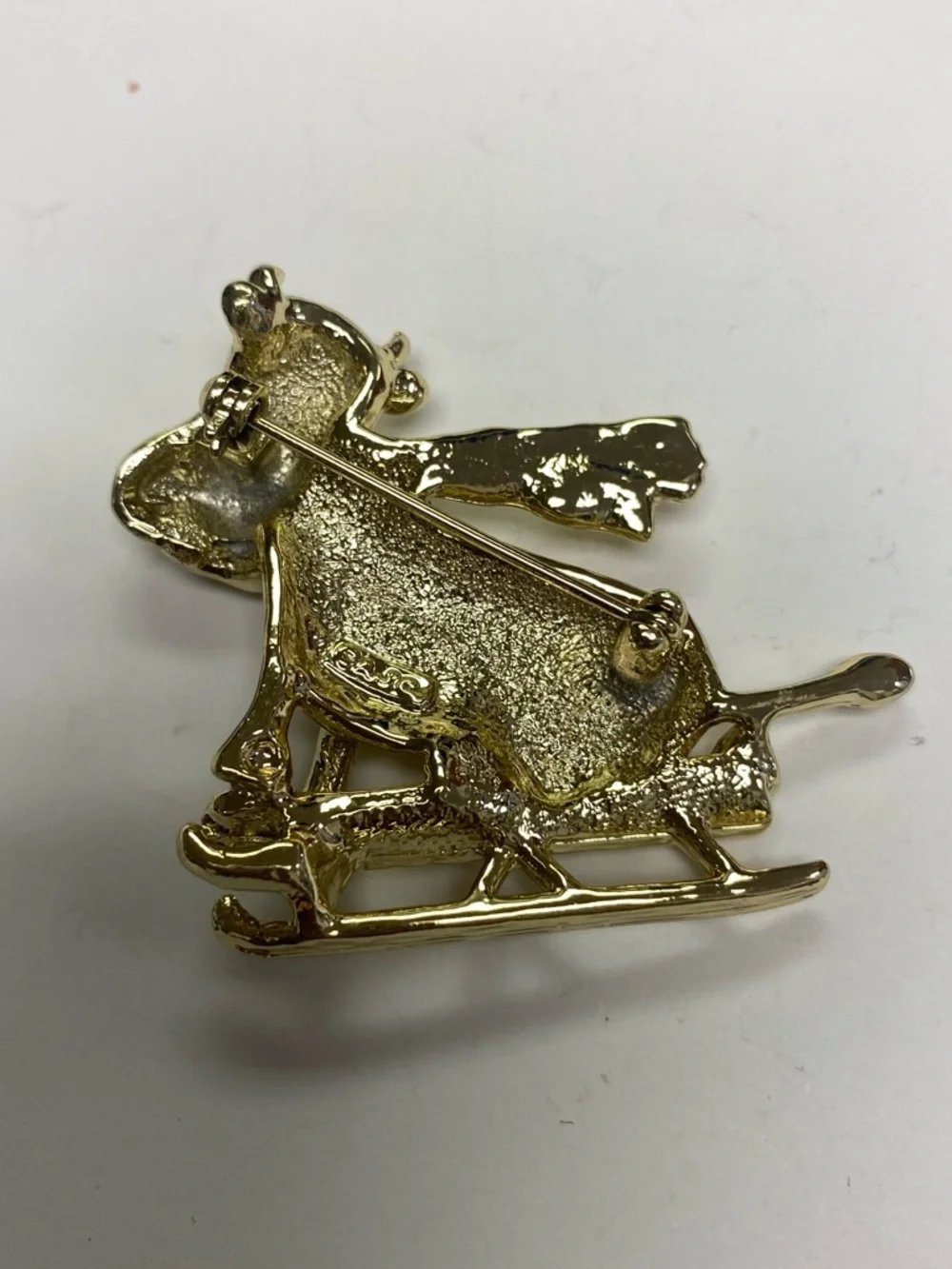 Vintage AJC Gold tone Cow Sled brooch